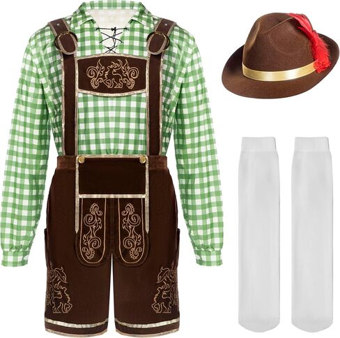 أزياء Spooktacular Creations البافارية لمهرجان أكتوبر، زي Lederhosens للرجال الألماني لحفلات الهالوين والبيرة in Saudi Arabia