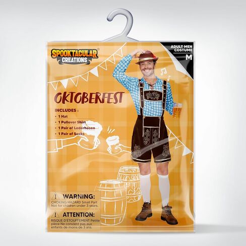 أزياء Spooktacular Creations البافارية لمهرجان أكتوبر، زي Lederhosens للرجال الألماني لحفلات الهالوين والبيرة in Saudi Arabia
