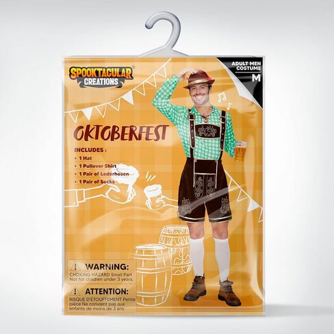 أزياء Spooktacular Creations البافارية لمهرجان أكتوبر، زي Lederhosens للرجال الألماني لحفلات الهالوين والبيرة in Saudi Arabia