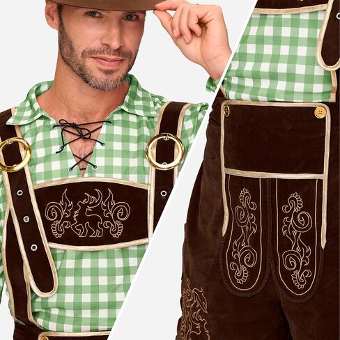 أزياء Spooktacular Creations البافارية لمهرجان أكتوبر، زي Lederhosens للرجال الألماني لحفلات الهالوين والبيرة in Saudi Arabia