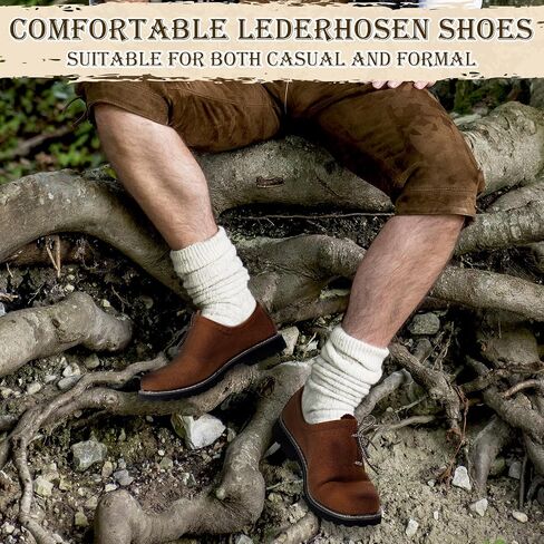 Cuffbow Lederhosen أحذية للرجال مهرجان أكتوبر زي الأحذية أصيلة الألمانية Lederhosen الجلد المدبوغ أحذية من الجلد البني حذاء كاجوال in Saudi Arabia