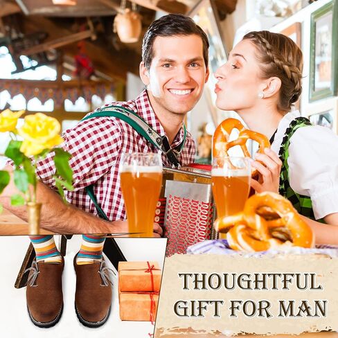Cuffbow Lederhosen أحذية للرجال مهرجان أكتوبر زي الأحذية أصيلة الألمانية Lederhosen الجلد المدبوغ أحذية من الجلد البني حذاء كاجوال in Saudi Arabia