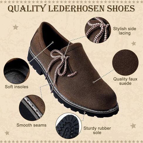 Cuffbow Lederhosen أحذية للرجال مهرجان أكتوبر زي الأحذية أصيلة الألمانية Lederhosen الجلد المدبوغ أحذية من الجلد البني حذاء كاجوال in Saudi Arabia