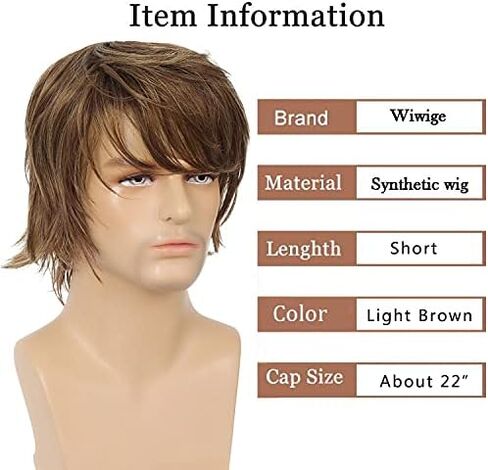 Mens Blonde Wig Short Layered Natural Fluffy Wig Synthetic Heat Resistant Halloween Cosplay Hair Wig in Kuwait