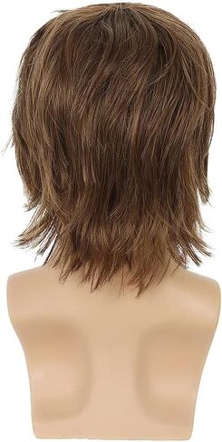 Mens Blonde Wig Short Layered Natural Fluffy Wig Synthetic Heat Resistant Halloween Cosplay Hair Wig in Kuwait