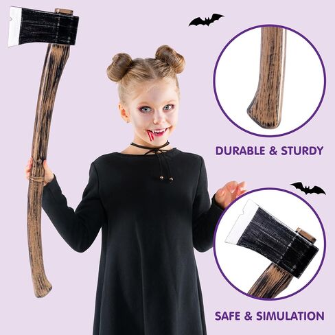 إبداعات Spooktacular 27 بوصة فأس إسفنجي واقعي للهالوين، أسلحة لعبة مخيفة، محاور ألعاب بلاستيكية وهمية للنساء والرجال أزياء الهالوين التنكرية للحفلات التنكرية ملحقات بني in Saudi Arabia
