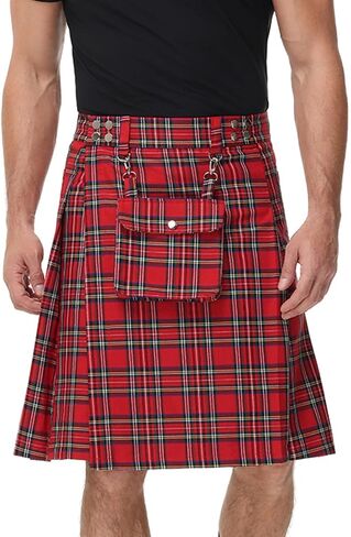Scarlet Darkness Kilt for Men Scottish Traditional Irish Viking Kilt Tartan Utility Kilts in Saudi Arabia
