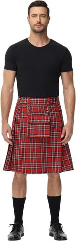 Scarlet Darkness Kilt for Men Scottish Traditional Irish Viking Kilt Tartan Utility Kilts in Saudi Arabia