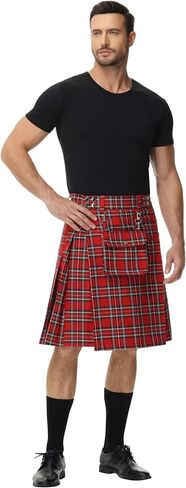 Scarlet Darkness Kilt for Men Scottish Traditional Irish Viking Kilt Tartan Utility Kilts in Saudi Arabia