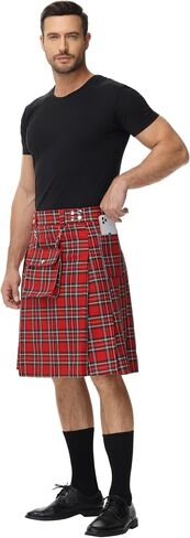 Scarlet Darkness Kilt for Men Scottish Traditional Irish Viking Kilt Tartan Utility Kilts in Saudi Arabia