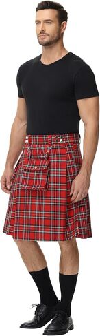 Scarlet Darkness Kilt for Men Scottish Traditional Irish Viking Kilt Tartan Utility Kilts in Saudi Arabia