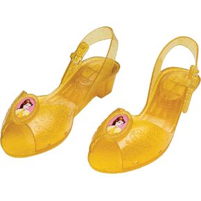Belle Jelly Shoes, Official Disney Princess Costume Shoes with Belle Emblem, Kids Size 11/12 Medium