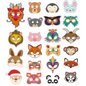 Animal paper Masks Party gift (22 Packs) for Kids - Safari Party Supplies with 22 Different Types - Great Idea for Pet Zoo Farm Jungle Safari Theme Birthday Part