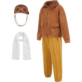 GZ-LAOPAITOU Kids Aviator Costume Boys Girls Pilot Costume with Hat Scarf for Halloween Party Cosplay