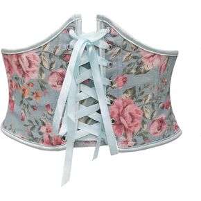 bslingerie Women Retro Vintage Floral Oil Painting Medieval Renaissance Bustier Underbust Corset