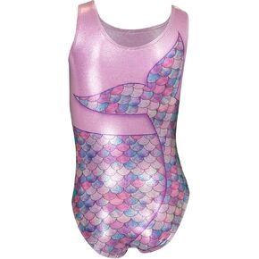 Destira Mermaid Hair Don't Care Gymnastic Leotard For Girls, Fun Holographic Fabric Mermaid Tail, Child Small (6x)