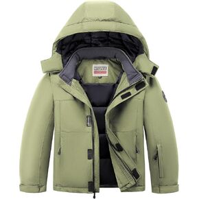 WULFUL Kid's Waterproof Ski Jacket Warm Fleece Hooded Boy's and Girl's Winter Snow Coat Outwear,Windproof RainCoat