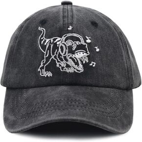 Dinosaur Hat for Kids Age 3-10 Years, Adjustable Embroidered Musical Dinosaur Baseball Cap for Boys Girls