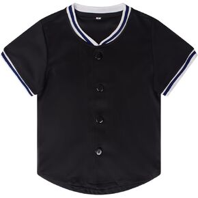 KUAIPAO Kids Baseball Jersey Button Down Shirts Short Sleeve Hip Hop Personalized Sports Uniforms for Boys Girls