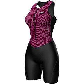 Sparx Women Triathlon Suit Tri Short Racing Cycling Swim Run (2XL, Zigzag)