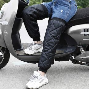 WOOLALA Extra Long Winter Quilted Leg Sleeves for Outdoor, Thermal Leg Warmer Zip Off Knee Brace Windproof for Cycling