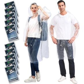 Disposable Rain Ponchos for Adults 10 and 4 Pack Extra Thicker Emergency Ponchos