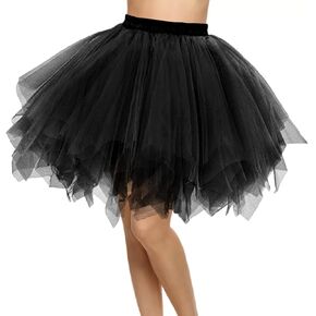 Adult Tutus Skirts for Women 50s Vintage Ballet Bubble Dance Skirts 4 Layers Tutu Skirt for Halloween Costume, Cosplay Party