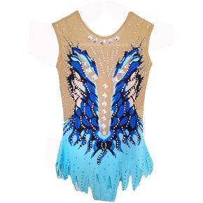 LIUHUO Rhythmic Gymnastics LeotardsArtistics Kids Adult Blue Girls Sleeveless Performance