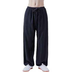 KSUA Womens Martial Arts Pants Cotton & Linen Kung Fu Trousers Tai Chi Pants for Wing Chun Morning Excerises
