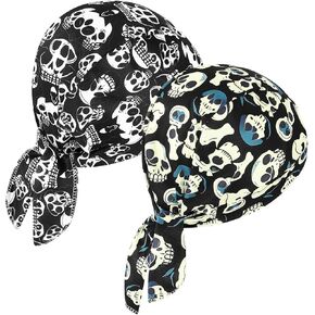 DOCILA 2 Pcs Do Rags Skull Cap For Women Helmet Liner Bandana Beanie Sweat Motorcycle Head Wrap Cycling Sports Accessories
