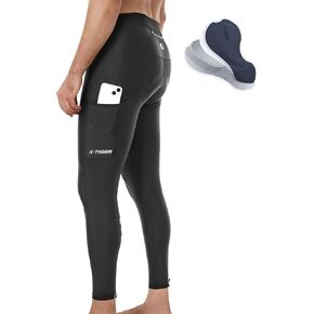 X-TIGER Cycling Pants for Men 5D Padded Cycling Tights Legging Dry Lightweight Bicycle Mountain Bike Pants with Zipper Pocket