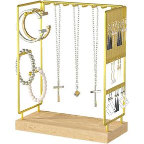 Jewelry Organizer Stand,Earring And Necklace Display Holder,Golden Jewelry Dracelet Storage Towers,Ring Tree Rack Small (style 2)