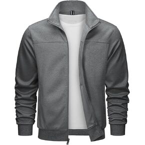 TACVASEN Men's Track Jacket Lightweight Full Zip Up Stand Collar Jacket Running Athletic Active Jacket Softshell Outerwear