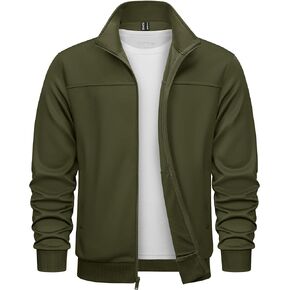 TACVASEN Men's Track Jacket Lightweight Full Zip Up Stand Collar Jacket Running Athletic Active Jacket Softshell Outerwear