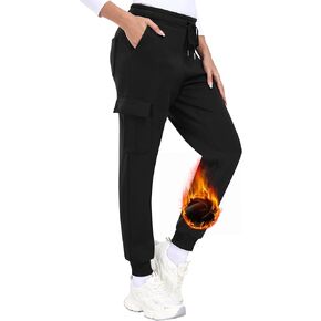 MoFiz Fleece Lined Joggers for Women Thermal Womens Joggers with Pockets Sweatpants Workout Running Pants Casual Travel