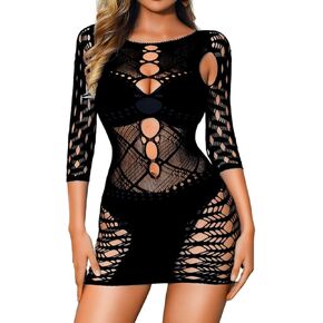 Rave Glow Party Outfits, Sheer Mesh Mini Dress, Size Fits 0-14