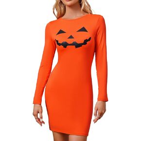 Womens Long Sleeve Bodycon Mini Dress Slim Fit Knee Length Stretchy Holiday Party Outfit Costume