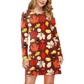 Spadehill Thanksgiving Women Funny Turkey Dress with Pockets