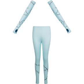 Womens Sally Halloween Costume Accessories Halloween Christmas Nightmare Sleeves Leggings Dress Up Stretchy Tights