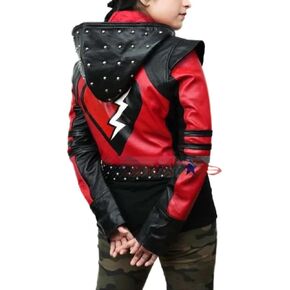 Decndents the rise of costume red Kyle cetrall hooded jacket women, red studded costume jacket coat adult