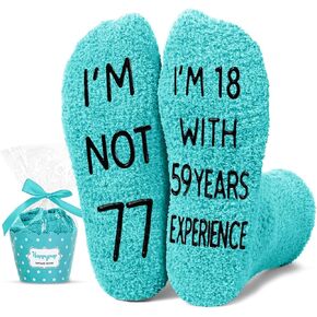 HAPPYPOP 77th Birthday Gift Ideas for Women - Socks for 77 Year Old Birthday, Retirement Gifts for Older Elderly Women