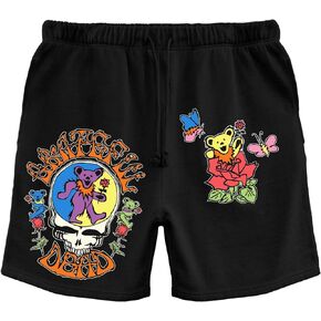Ripple Junction Grateful Dead Men’s Drawstring Shorts Dancing Bears Stealie Roses Butterflies Graphics Officially Licensed