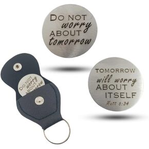 Don't Worry About Tomorrow Pocket Hug Token, Gifts for People with Anxiety, Faith Based Gifts, Worry Stones for Anxiety, Christian Keychain, Pocket Hug Keychain, Christian Stuff, Coin