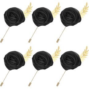 Rose Men Suit Boutonnieres, Golden Leave Brooch Lapel Pin, Boutonnieres for Men Wedding/Groom Groomsmen for Prom Wedding Party