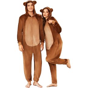 Ekouaer Unisex Adult Animal Onesie One Piece Fleece Pajamas Halloween Costume Sleepwear Homewear