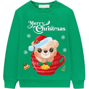 Toddler Boys' Girls' Sweatshirt Christmas Santa Claus Pullover with Long Sleeve Xmas Sweater Shirt for Kids 1-7T