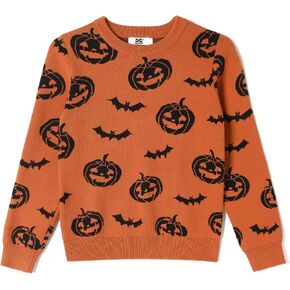 Kids Crewneck Pullover Sweater Cute Pattern Long Sleeve Sweatshirt Holiday Costumes for 5-14 Years Child