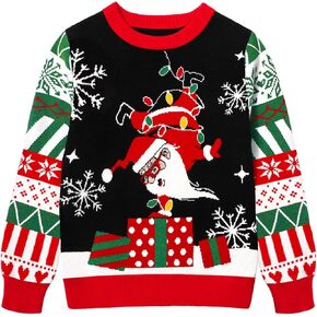 Kids Ugly Sweater Boys Girls Christmas Sweater Santa Long Sleeve Knit Xmas Pullover Jumper for 5-12 Years in Kuwait