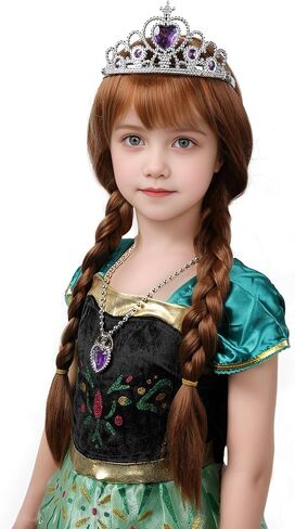 Long Braid Wig With Bangs Black Girls Halloween costume Wigs Kids in Saudi Arabia