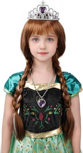 Long Braid Wig With Bangs Black Girls Halloween costume Wigs Kids in Saudi Arabia